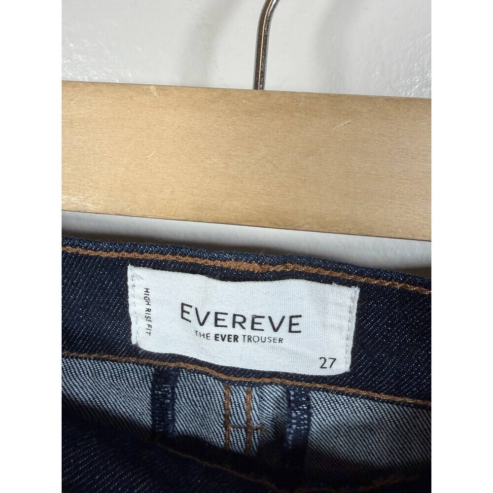 Evereve Ever Trouser Jeans Size 27 Dark Wash Wide Leg High Rise Blue Denim - Picture 4 of 11